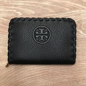 Tory Burch Marion Black Leather Small Zip Wallet